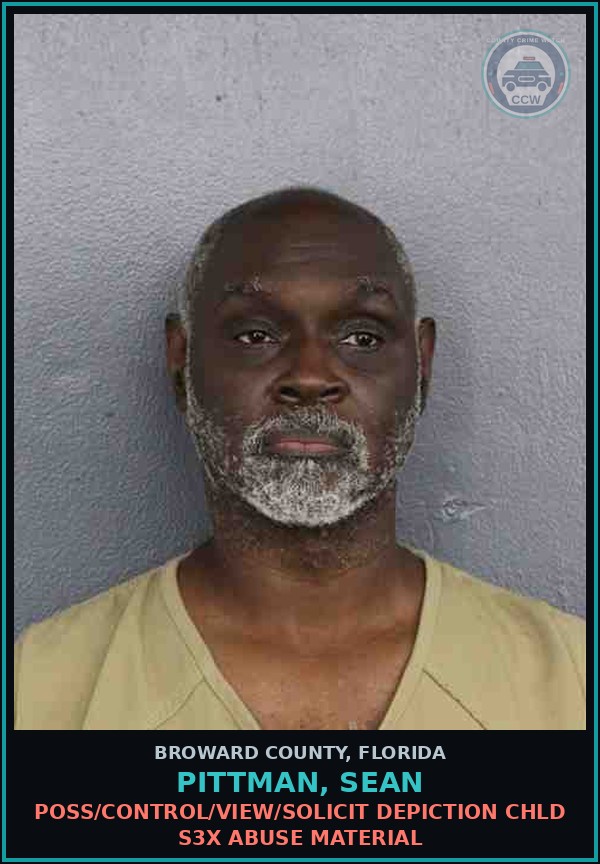 Booking mugshot of PITTMAN, SEAN in Broward County