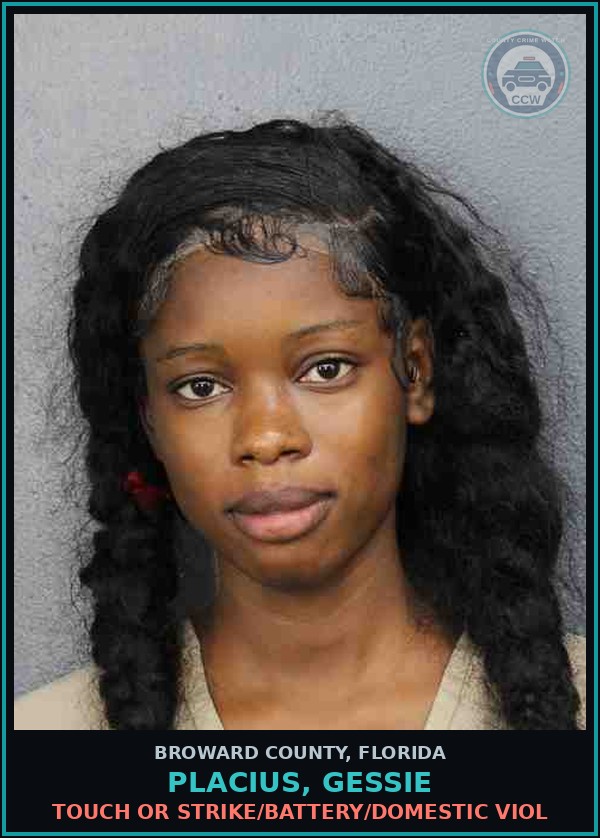 Booking mugshot of PLACIUS, GESSIE in Broward County