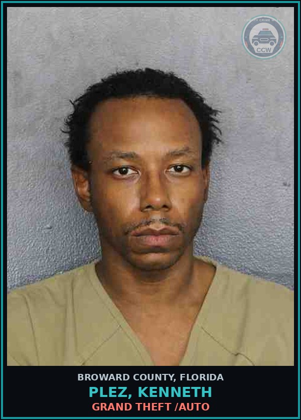 Booking mugshot of PLEZ, KENNETH in Broward County