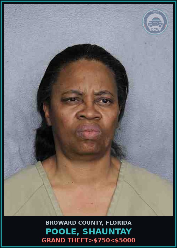 Booking mugshot of POOLE, SHAUNTAY in Broward County