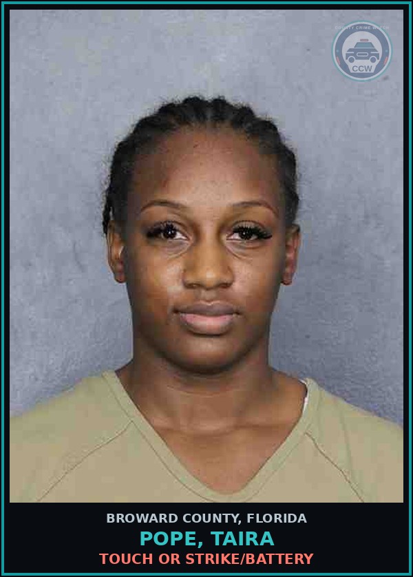 Booking mugshot of POPE, TAIRA in Broward County