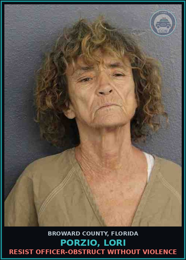 Booking mugshot of PORZIO, LORI in Broward County