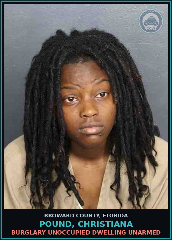 Booking mugshot of POUND, CHRISTIANA in Broward County
