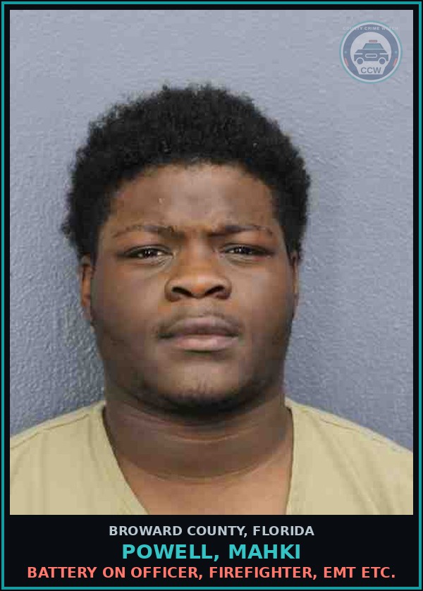 Booking mugshot of POWELL, MAHKI in Broward County