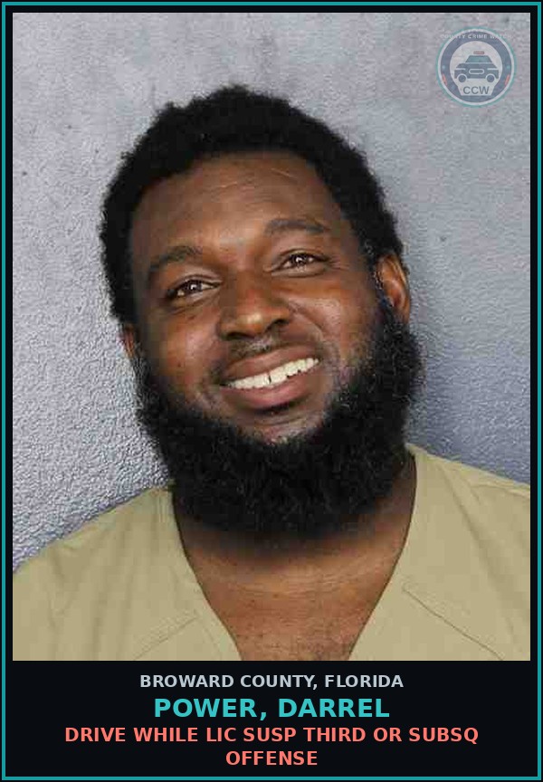 Booking mugshot of POWER, DARREL in Broward County