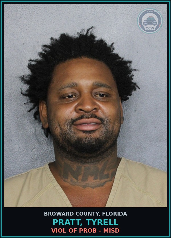 Booking mugshot of PRATT, TYRELL in Broward County