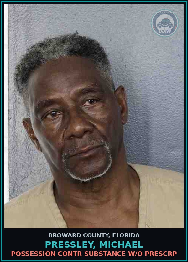 Booking mugshot of PRESSLEY, MICHAEL in Broward County