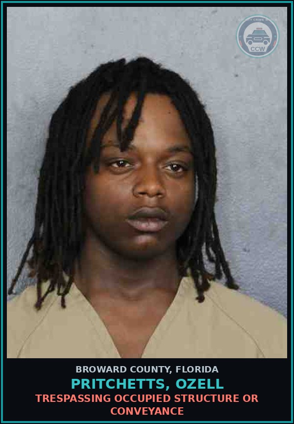 Booking mugshot of PRITCHETTS, OZELL in Broward County