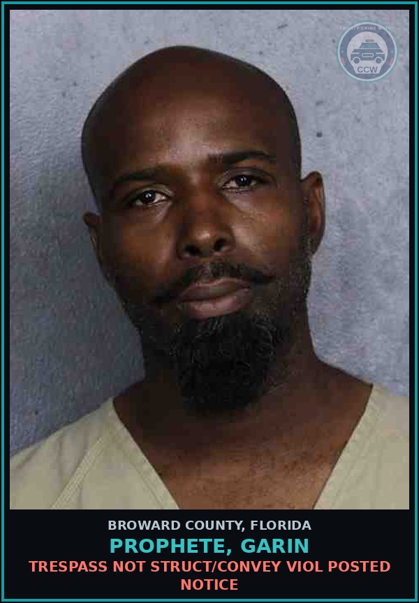 Booking mugshot of PROPHETE, GARIN in Broward County