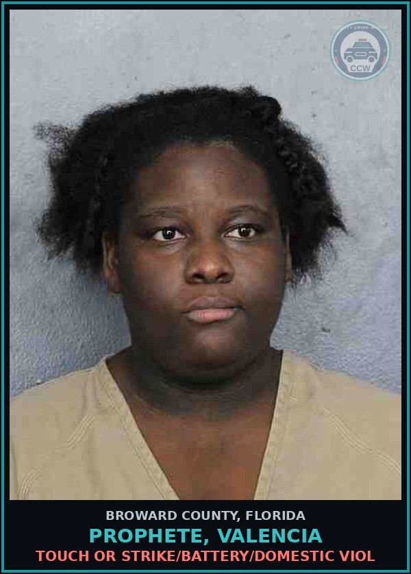 Booking mugshot of PROPHETE, VALENCIA in Broward County