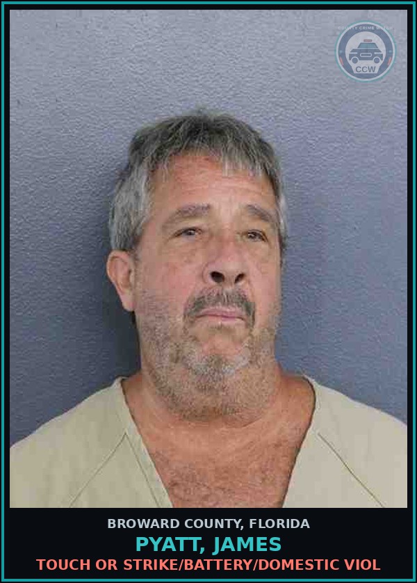 Booking mugshot of PYATT, JAMES in Broward County