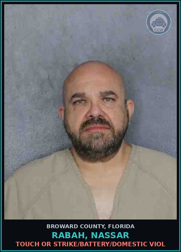 Booking mugshot of RABAH, NASSAR in Broward County
