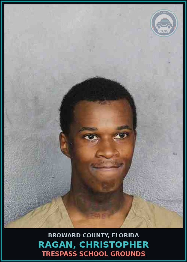 Booking mugshot of RAGAN, CHRISTOPHER in Broward County