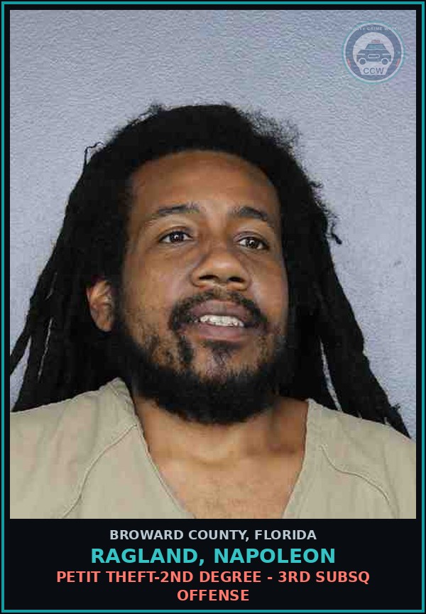 Booking mugshot of RAGLAND, NAPOLEON in Broward County