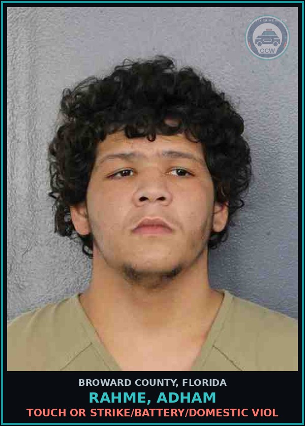 Booking mugshot of RAHME, ADHAM in Broward County