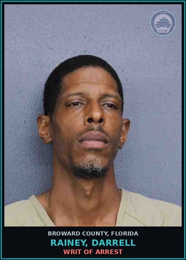 Booking mugshot of RAINEY, DARRELL in Broward County