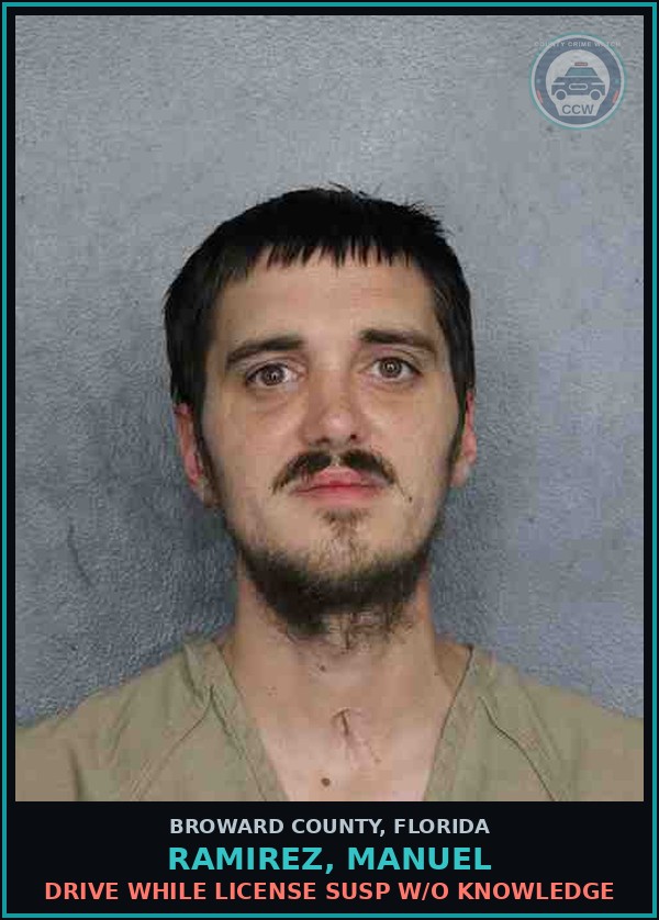 Booking mugshot of RAMIREZ, MANUEL in Broward County
