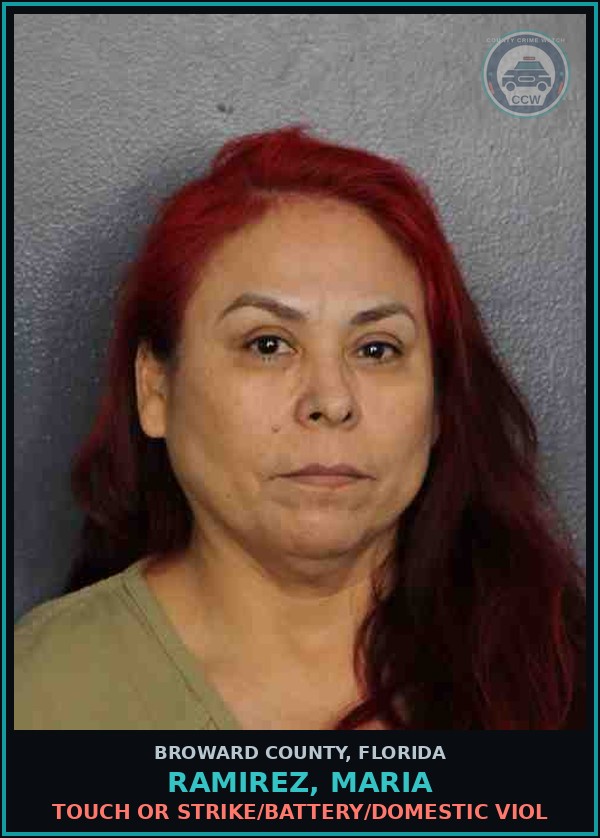 Booking mugshot of RAMIREZ, MARIA in Broward County