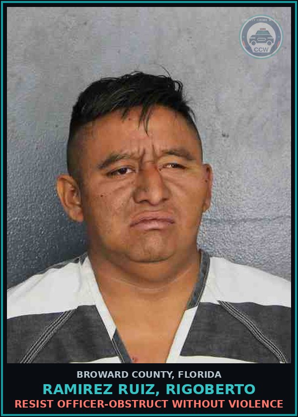 Booking mugshot of RAMIREZ RUIZ, RIGOBERTO in Broward County