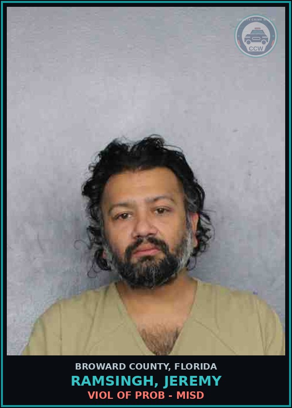 Booking mugshot of RAMSINGH, JEREMY in Broward County