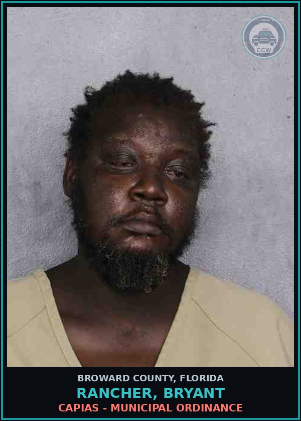 Booking mugshot of RANCHER, BRYANT in Broward County
