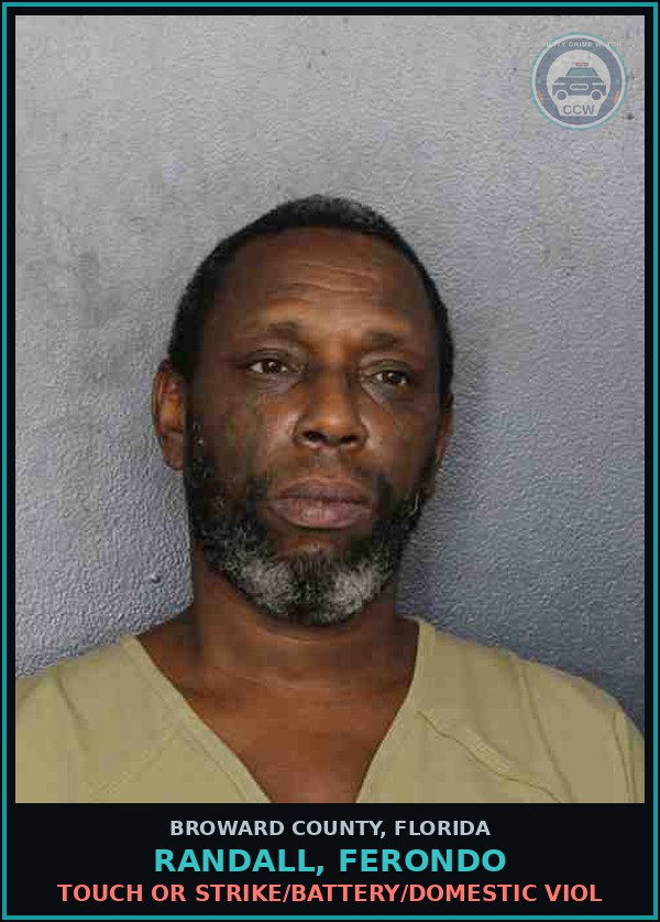 Booking mugshot of RANDALL, FERONDO in Broward County