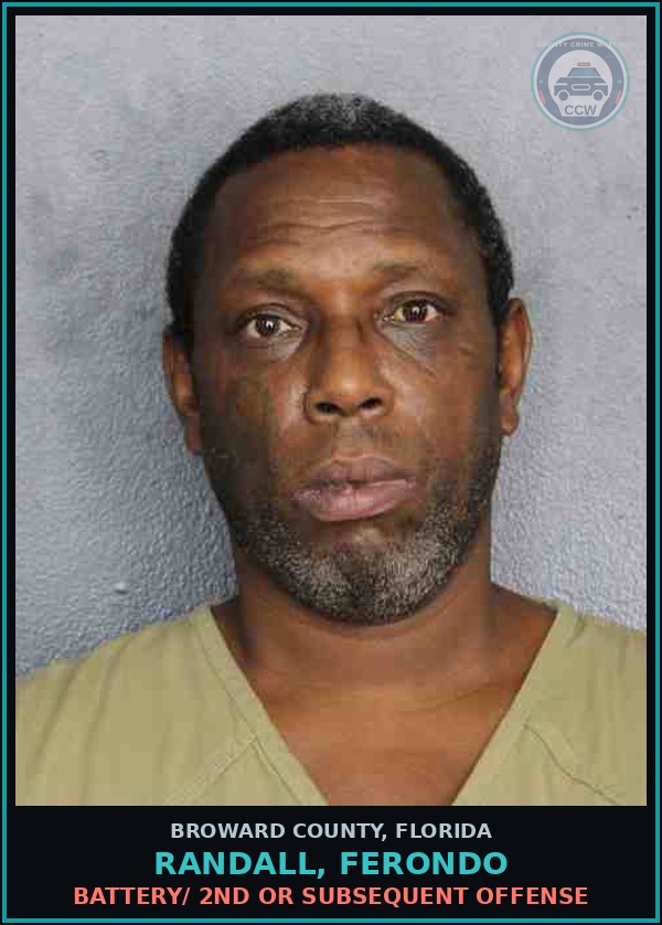 Booking mugshot of RANDALL, FERONDO in Broward County