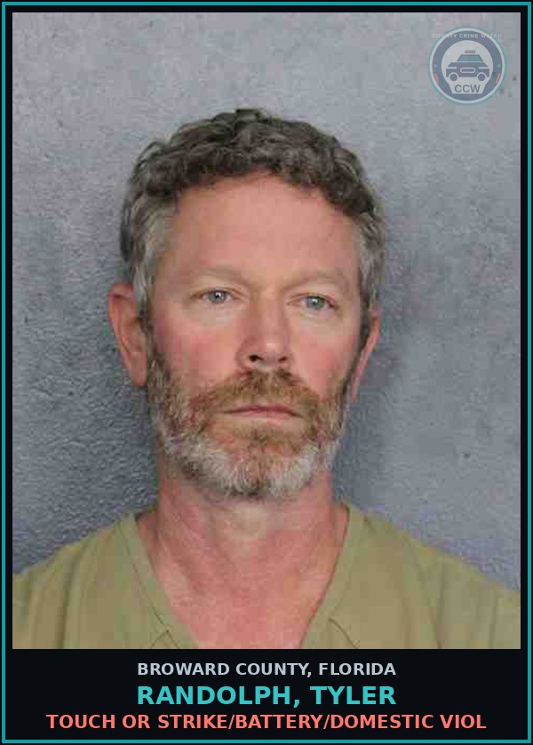Booking mugshot of RANDOLPH, TYLER in Broward County