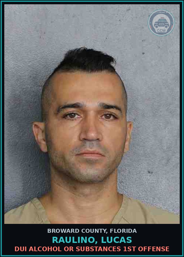 Booking mugshot of RAULINO, LUCAS in Broward County