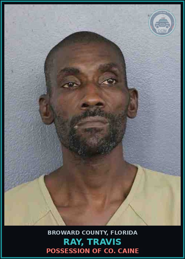 Booking mugshot of RAY, TRAVIS in Broward County