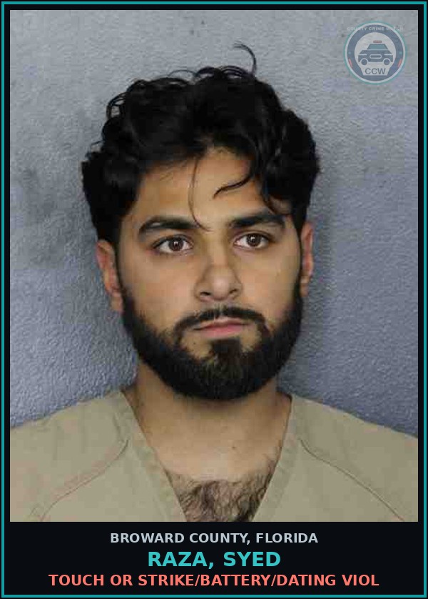 Booking mugshot of RAZA, SYED in Broward County