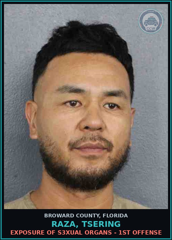 Booking mugshot of RAZA, TSERING in Broward County