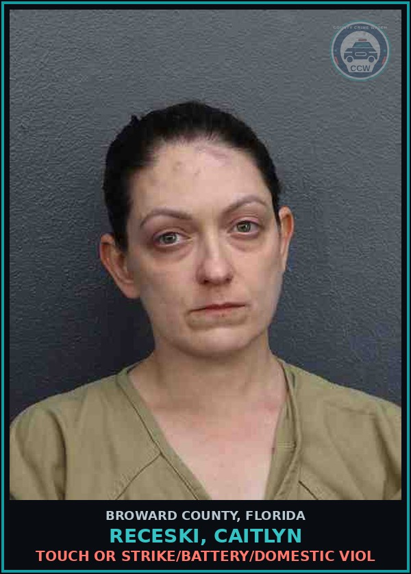 Booking mugshot of RECESKI, CAITLYN in Broward County