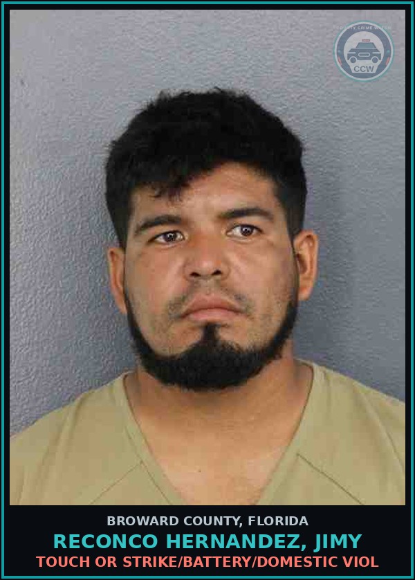 Booking mugshot of RECONCO HERNANDEZ, JIMY in Broward County