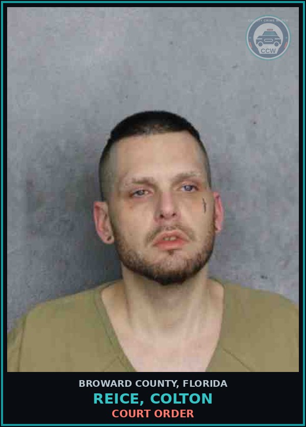 Booking mugshot of REICE, COLTON in Broward County