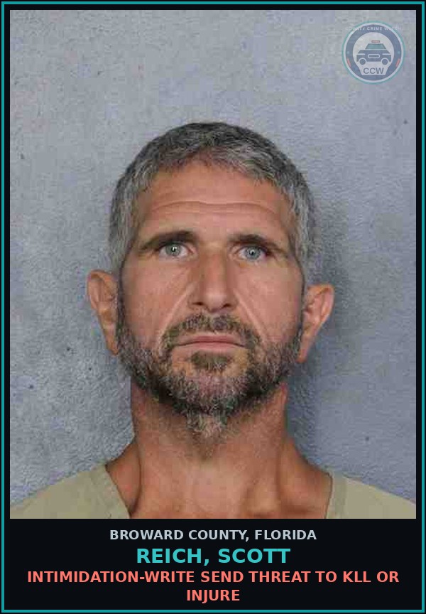 Booking mugshot of REICH, SCOTT in Broward County