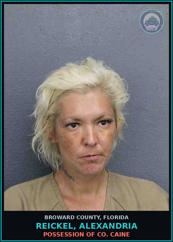 Booking mugshot of REICKEL, ALEXANDRIA in Broward County