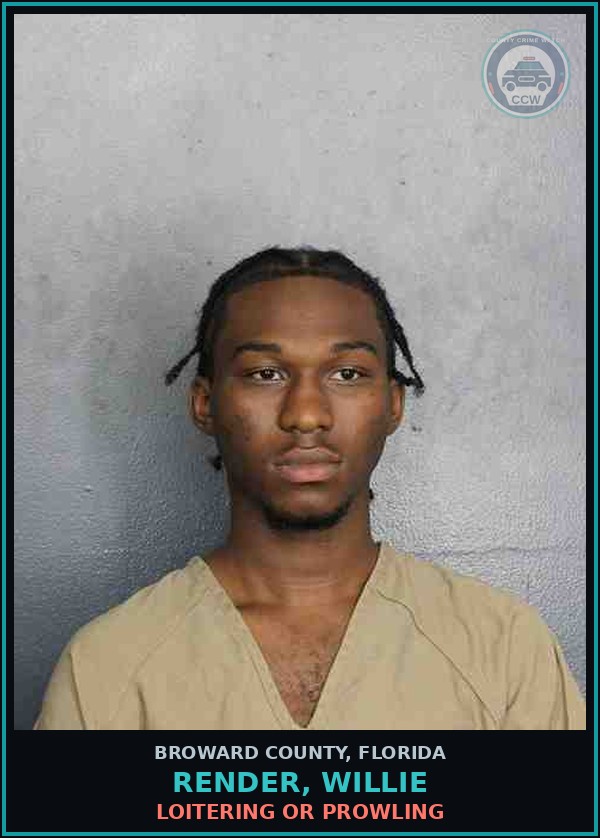 Booking mugshot of RENDER, WILLIE in Broward County
