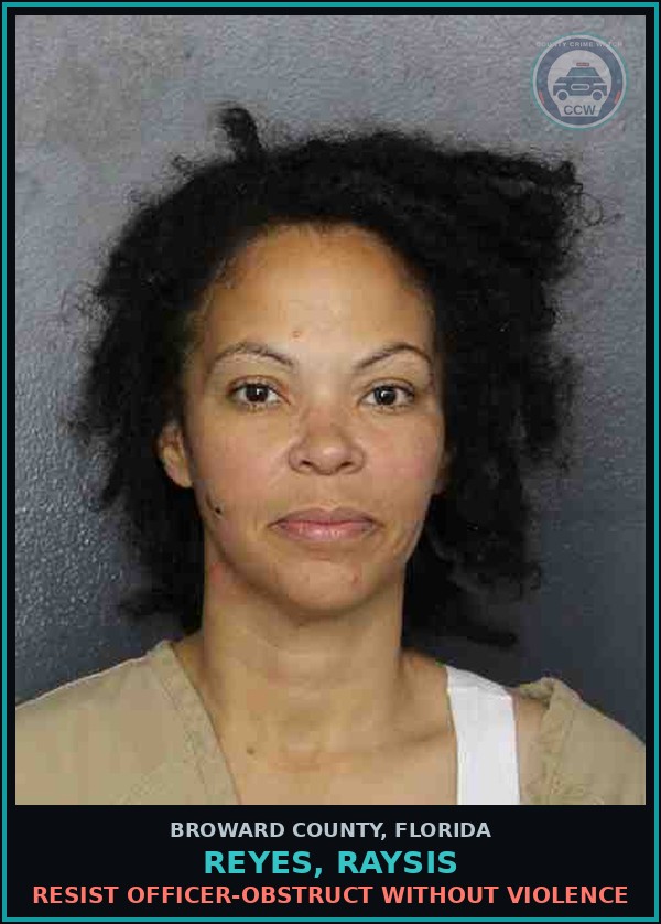 Booking mugshot of REYES, RAYSIS in Broward County