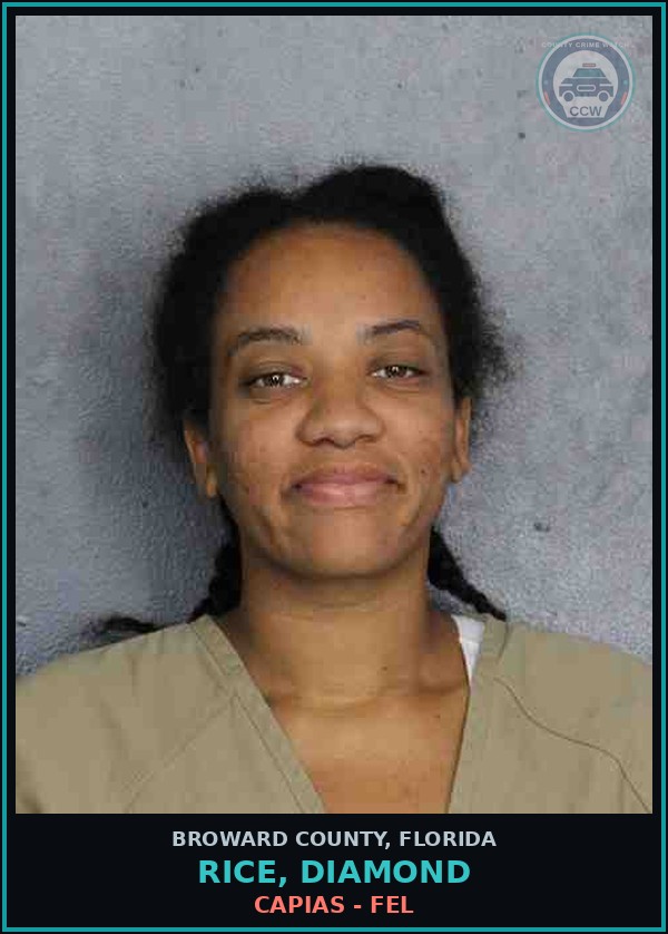Booking mugshot of RICE, DIAMOND in Broward County