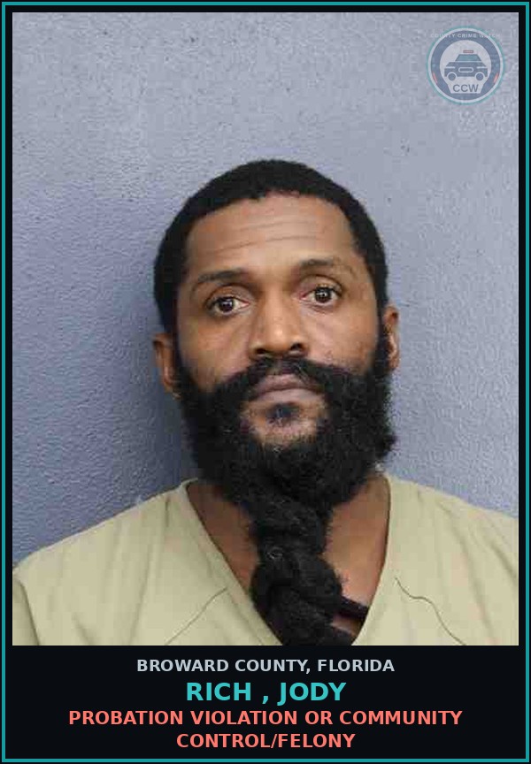 Booking mugshot of RICH , JODY in Broward County