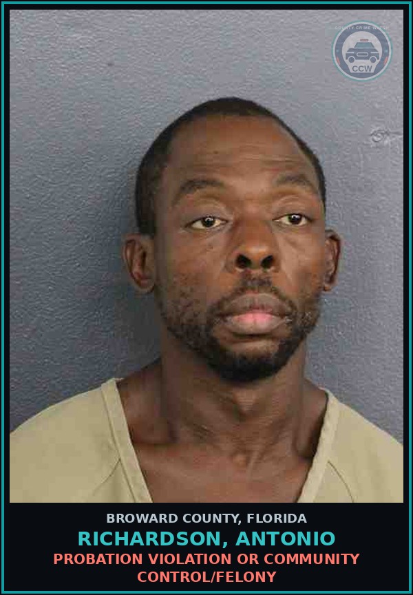 Booking mugshot of RICHARDSON, ANTONIO in Broward County