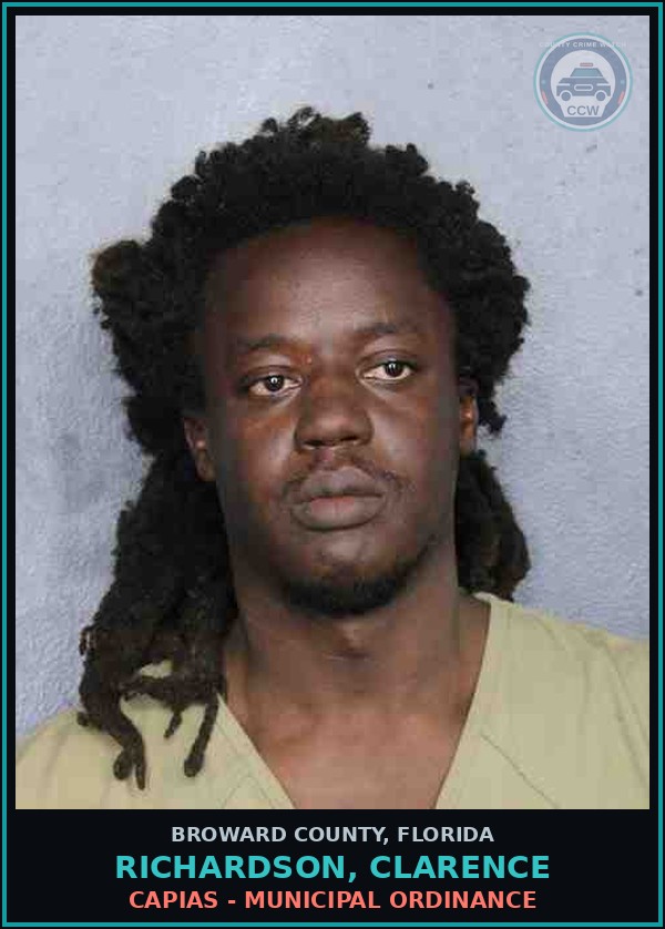 Booking mugshot of RICHARDSON, CLARENCE in Broward County