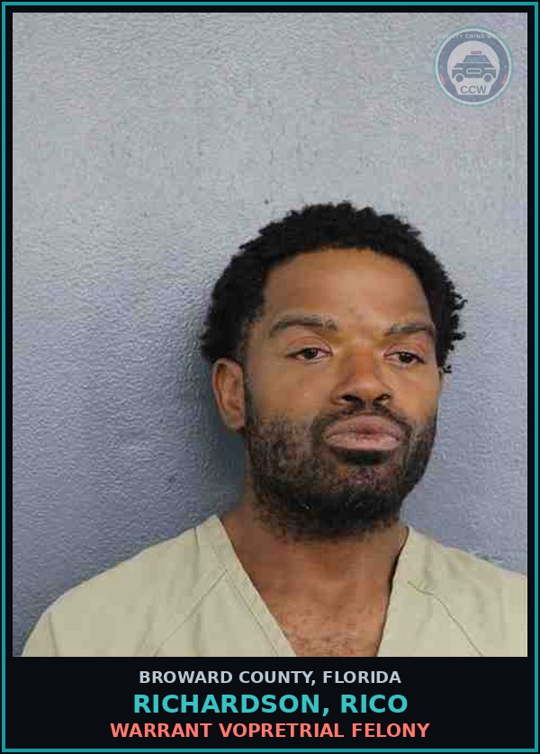 Booking mugshot of RICHARDSON, RICO in Broward County