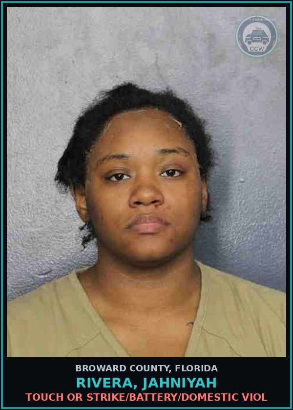 Booking mugshot of RIVERA, JAHNIYAH in Broward County