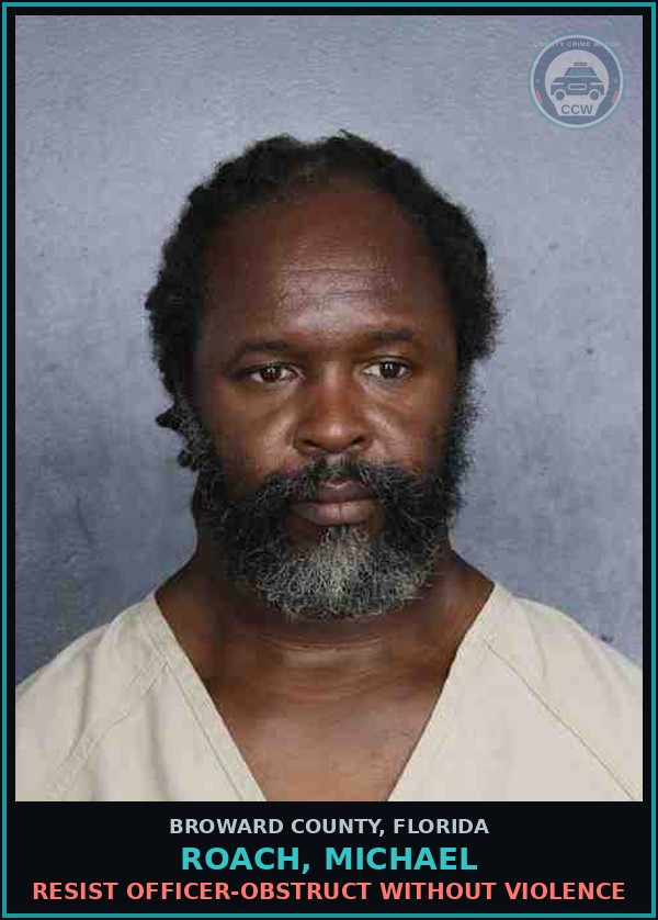 Booking mugshot of ROACH, MICHAEL in Broward County