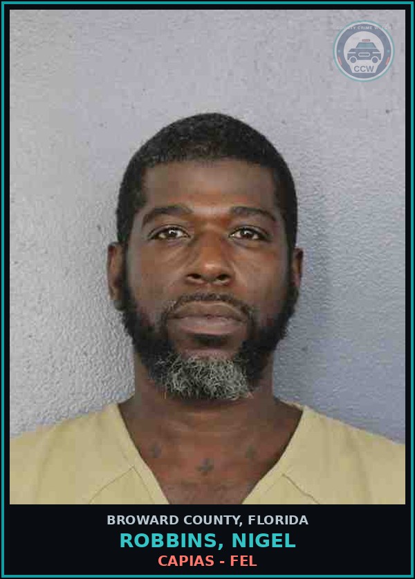Booking mugshot of ROBBINS, NIGEL in Broward County