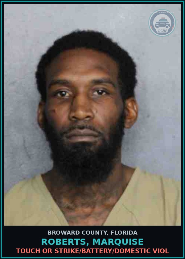 Booking mugshot of ROBERTS, MARQUISE in Broward County