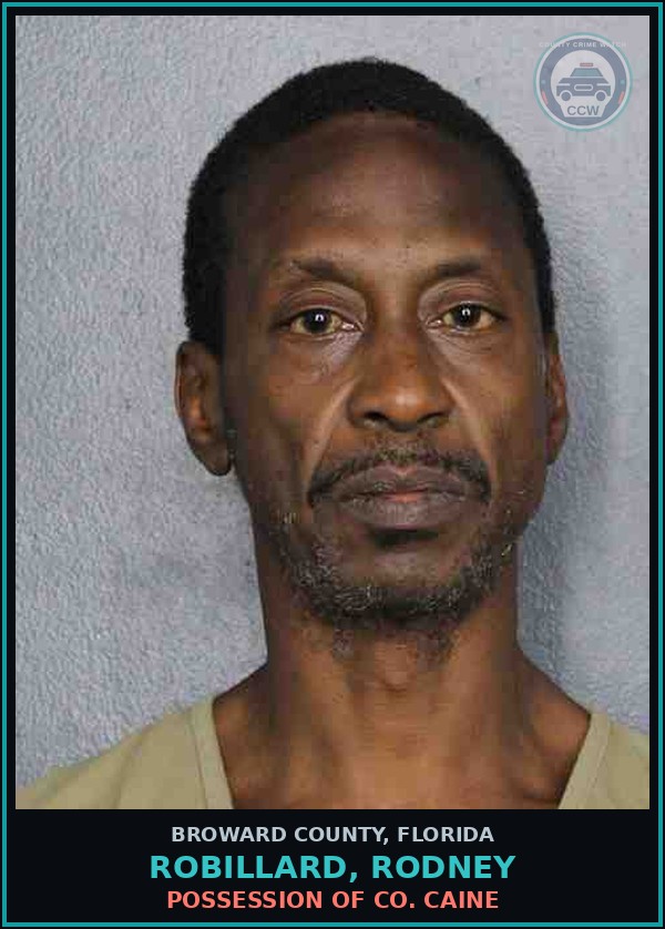 Booking mugshot of ROBILLARD, RODNEY in Broward County
