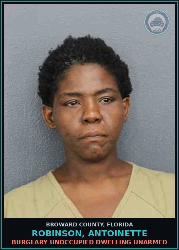 Booking mugshot of ROBINSON, ANTOINETTE in Broward County